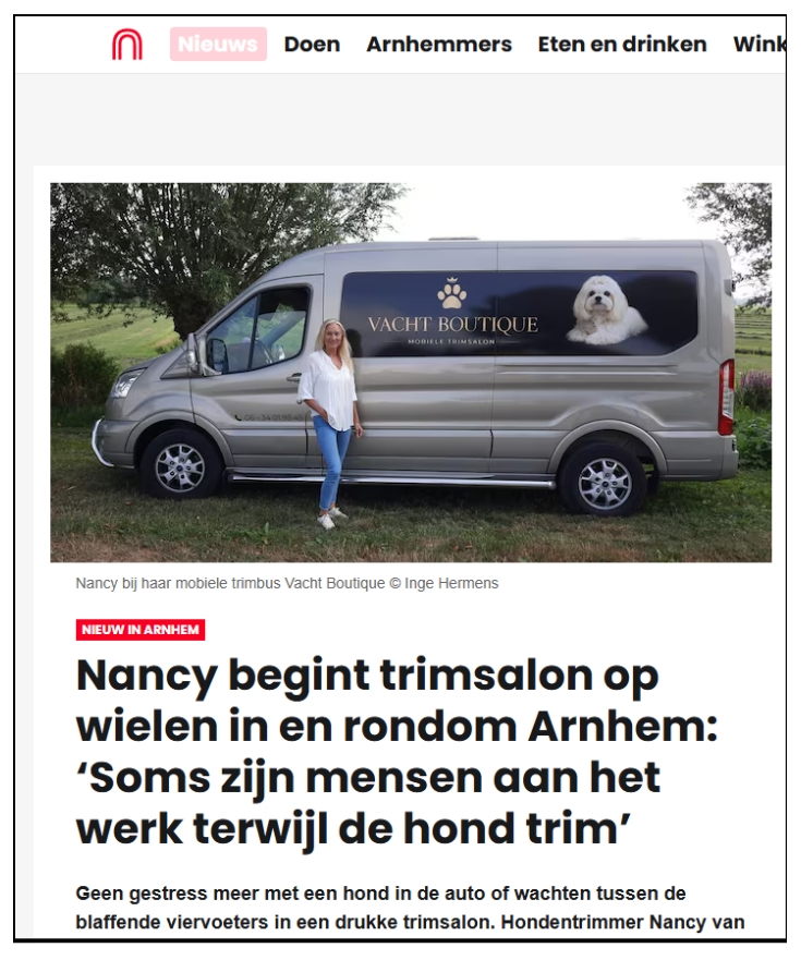 Trimsalon Vachtboutique in het nieuws